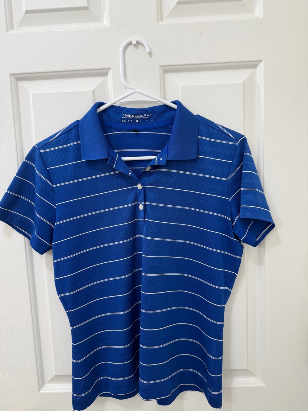 Women’s Nike Blue Striped Dri-FIT Polo